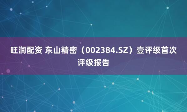 旺润配资 东山精密（002384.SZ）壹评级首次评级报告